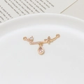 Golden butterfly jewelry link with micro-set zircon and a pink pear-shaped gemstone drop - Butterfly Pink Stone (07#18x31mm)