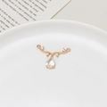 Rose gold willow branch connector with water drop zircon and four small inlaid crystals - Simple Forked Drop (09#24x17mm)
