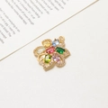 Gold-plated floral pendant featuring colorful oval gemstones and sparkling zircon accents - Five-Petal Color Flower Style (LF2737)