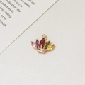 Colorful zircon crown pendant in 18K gold plated brass for DIY jewelry making - Exquisite Crown (02#14*12mm) / 2 Units Pack