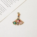 Vergoldeter fächerförmiger Anhänger mit bunten Zirkoniasteinen für DIY-Schmuck - Colorful Gem Fan Style (LF2737)