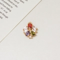 Golden pendant with colorful zircon stones in red, purple, and green teardrop shapes - Colorful Drop Cluster (03#12*15mm) / 2 Units Pack