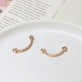 Detailed view of gold-plated curved connector charms with pavé cubic zirconia for DIY jewelry - Curved Smile Style (05#10*25mm)