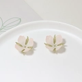 Pink cherry blossom resin flower charms with green sepals for DIY jewelry making - Cherry Blossom Style (07#)