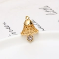 Hollow gold bell pendant with micro-inset zircon for DIY jewelry making and earrings - Hollow Bell Style (01#)