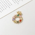 Runder Goldanhänger mit bunten Edelsteinen und Blumenverschluss zum Basteln - Bunter Ring-Stil (LF2737)