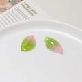 Gradient green and pink leaf pendant handmade DIY jewelry accessory in translucent resin - Green Pink Gradient (03#13*23mm Large) / 13*23mm