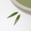 Translucent green bamboo leaf resin charms for DIY jewelry making with leaf vein detail - Style 02 / 8*40mm