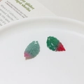 Gradient color leaf pendant with veins for DIY hanfu hair accessories, green and red - Green Red Gradient (07#11*19mm Small)