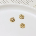 Drie 18K goudvergulde sneeuwvlok nageldecoraties met sprankelende zirkoniasteentjes - Sneeuwvlok Vorm (03#9mm) / Goud