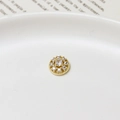 Prachtige gouden ronde nail art bedel met grote centrale zirkoon en sprankelende micro-pave halo - Rond Zonnebloem Ontwerp (04#8mm) / Goud