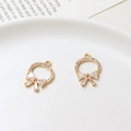 Detail of gold-plated copper bow pendant with micro-set zircons for DIY jewelry making - Micro-inlaid Zirconia Bowknot Ring (03#13*17mm)