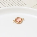10mm light pink round gemstone connector in gold bezel for DIY jewelry making - Champagne