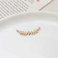 Golden olive leaf bracelet connector with micro-pave cubic zirconia on ceramic plate - 7*27mm / No. 01 Olive Branch Style