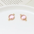 10mm faceted pink birthstone connector with gold plating for DIY jewelry making - Light Pink