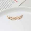 Golden arc leaf charm with micro-pave zircons and double loops for jewelry making - 10*33mm / No. 02 Curved Symmetrical Row Style