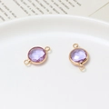 Round faceted purple birthstone pendant with gold double loops for DIY jewelry - Light Purple
