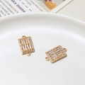 Macro view of gold plated baguette cut cubic zirconia rectangular jewelry connectors - Rectangular Micro-pave Double Hole Style (02#10*18mm)
