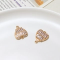 Close-up of gold heart pendants with cubic zirconia for jewelry making accessories - Heart Micro-pave Double Hole Style (03#14*17mm)