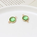 Green 10mm faceted birthstone charms with double gold loops for DIY jewelry making - Pale Green