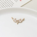 Golden marquise-cut zircon bird wing jewelry connector with double loops for DIY necklace - No. 06 Bird Wings Style