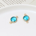 10mm aqua blue faceted birthstone connector with gold rim for DIY jewelry making - Aqua Blue