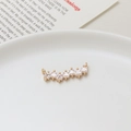 DIY gold curved leaf jewelry connector with eight square-cut zircons for bracelet making - No. 08 Curved Eight Square Stones Style