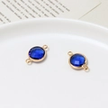 Deep blue faceted gemstone connector with gold plating for DIY jewelry making - Sapphire Blue