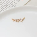 Curved gold-plated leaf connector with five inlaid zircons and double loops for DIY jewelry - No. 09 Curved Five Zircons Style