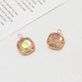 Pendaglio quadrato in cristallo cangiante 12mm con bordo dorato per gioielleria - Champagne Iridescente