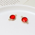 10mm red faceted round birthstone pendant with gold plated double loop connectors - Red