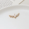 Golden arc micro-pave zircon leaf pendant connector for DIY necklaces and bracelets - No. 14 Symmetrical Curved Style