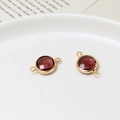10mm dark purple round faceted glass birthstone charm with gold connectors for DIY jewelry - Lotus Pink