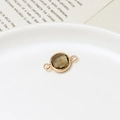 10mm smoky birthstone round pendant with gold frame and double loops for DIY jewelry - Olive Green