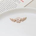 Gold plated flower connector with micro-set zircons and double loops for DIY jewelry making - No. 16 Five Petal Flower Wings Style