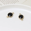 10mm black gemstone charm with gold finish for DIY necklaces and bracelets making - Black