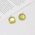 Ciondolo per gioielli DIY con cristallo sfumato giallo-verde e montatura dorata quadra - Giallo Iridescente