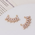 Golden micro-pave zircon crescent charm with double hanging loops for jewelry making - No. 18 Crescent Tassel Style
