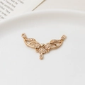 Macro detail of gold flower and heart pendant connector with micro-set zircon stones - Wholesale Price For 2 (03# 18x31mm) / 03# 18x31mm