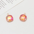 Ciondoli quadrati in cristallo sfumato rosa e arancione da 12 mm con bordo dorato - Rosa Fucsia Sfumato Iridescente