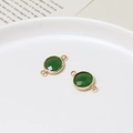 10mm green birthstone charm with faceted cut and gold-plated metal frame for DIY jewelry - Faux Jade Dark Green