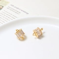 Set of two gold-plated copper charms with rectangular zircons for DIY jewelry making - Rectangular Double Loop Style (02#11*16mm)