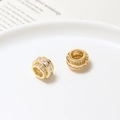 Pair of gold-plated copper cylinder charms with paved cubic zirconia for DIY bracelets - Full Zirconia Cylinder Style (03#12*8mm)