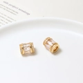 Gold plated copper cylinder bead with zircon inlay for DIY bracelet jewelry design - Cylinder with Large Square Zirconia (04#9*12mm)