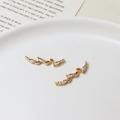 Golden leaf-shaped jewelry pendant with marquise zircon stones for DIY necklace design - Streamlined Leaf Style (08#5*24mm)