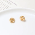 Exquisite gold-plated hollow bead with white zircon for DIY jewelry bracelets - Hollow Cylinder Engraved Style (05#12*6mm)