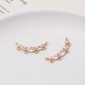 Gold plated curved jewelry connectors with marquise cubic zirconia and six loops - Curved Pave Multi-Ring Style (09#9*23mm)