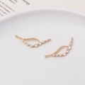 Golden curved DIY jewelry connector with micro-set zircons for elegant pearl necklaces - Beaded Curve Pave Style (10#9*31mm)