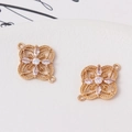 Macro view of gold flower charms with sparkling zircon inlay for DIY jewelry design - Tier 1 (Min 2 Pcs) / Style 01 (Dual Hole Floral Connector) (LF2840) / 16*20mm