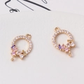 Detail of copper gold-plated flower pendants with micro-set colorful zircons for DIY jewelry - Tier 1 (Min 2 Pcs) / Style 04 (Multicolor Gem Wreath) (LF2840) / 11*18mm